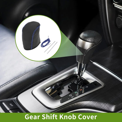 Car Gear Shift Knob Cover for Dodge Journey 2011-2020 - Blue Faux Leather
