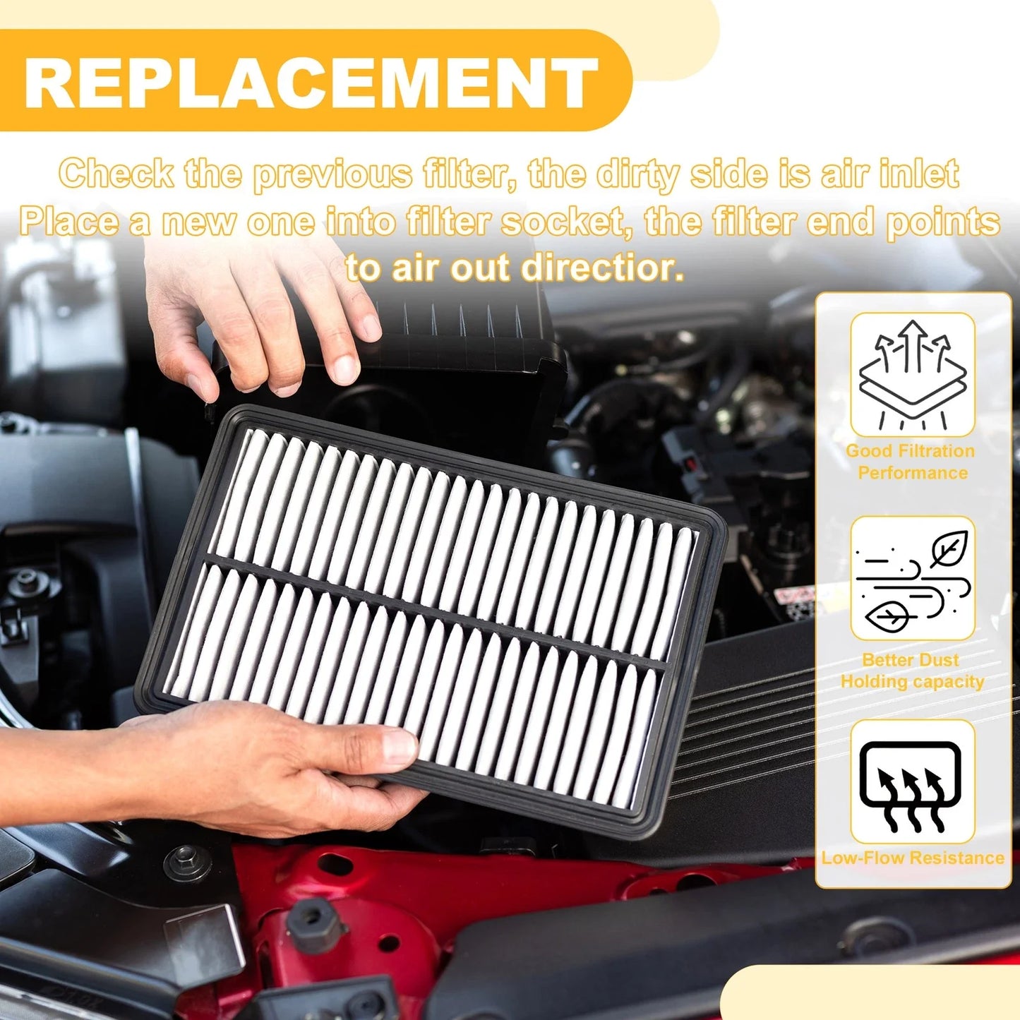 Engine Air Filter for BMW 550i Base 4.8L (2006 - 2010)