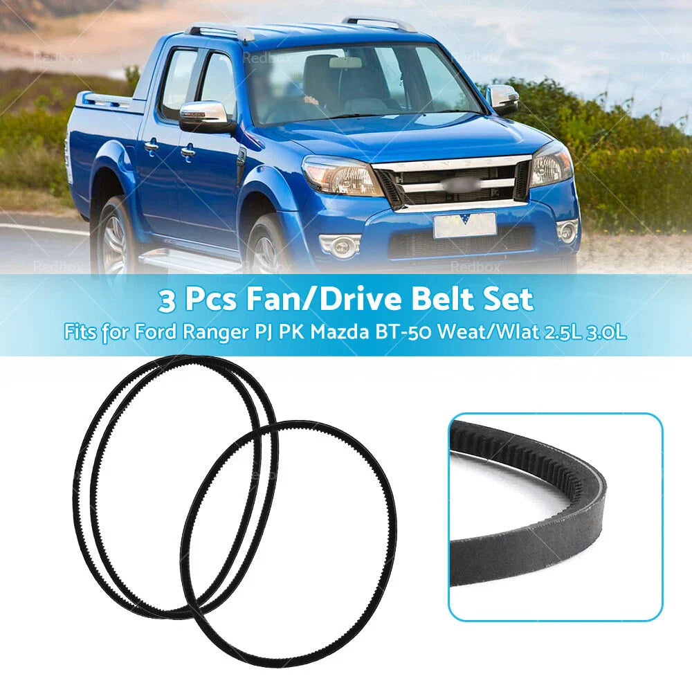 3 x Drive Belts for Ford Ranger, Mazda BT-50 (2006-2011)