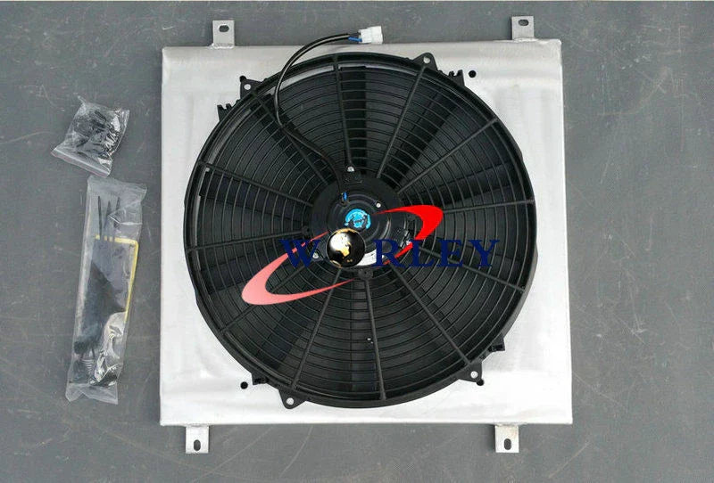 Aluminum Radiator & Shroud & Fan & Oil Cooler for Mazda RX2 RX3 RX4 RX5 RX7 (1970-1985)