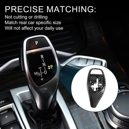 Gear Shift Knob Button Cover for BMW Carbon Fiber Black Center Console 1 Set