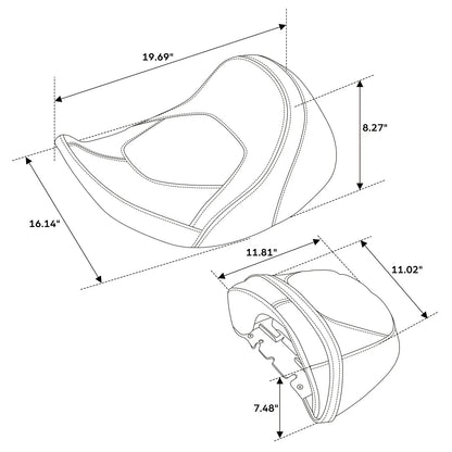Driver & Passenger Seats for Harley CVO Street Road Glide (2023-2025) Black