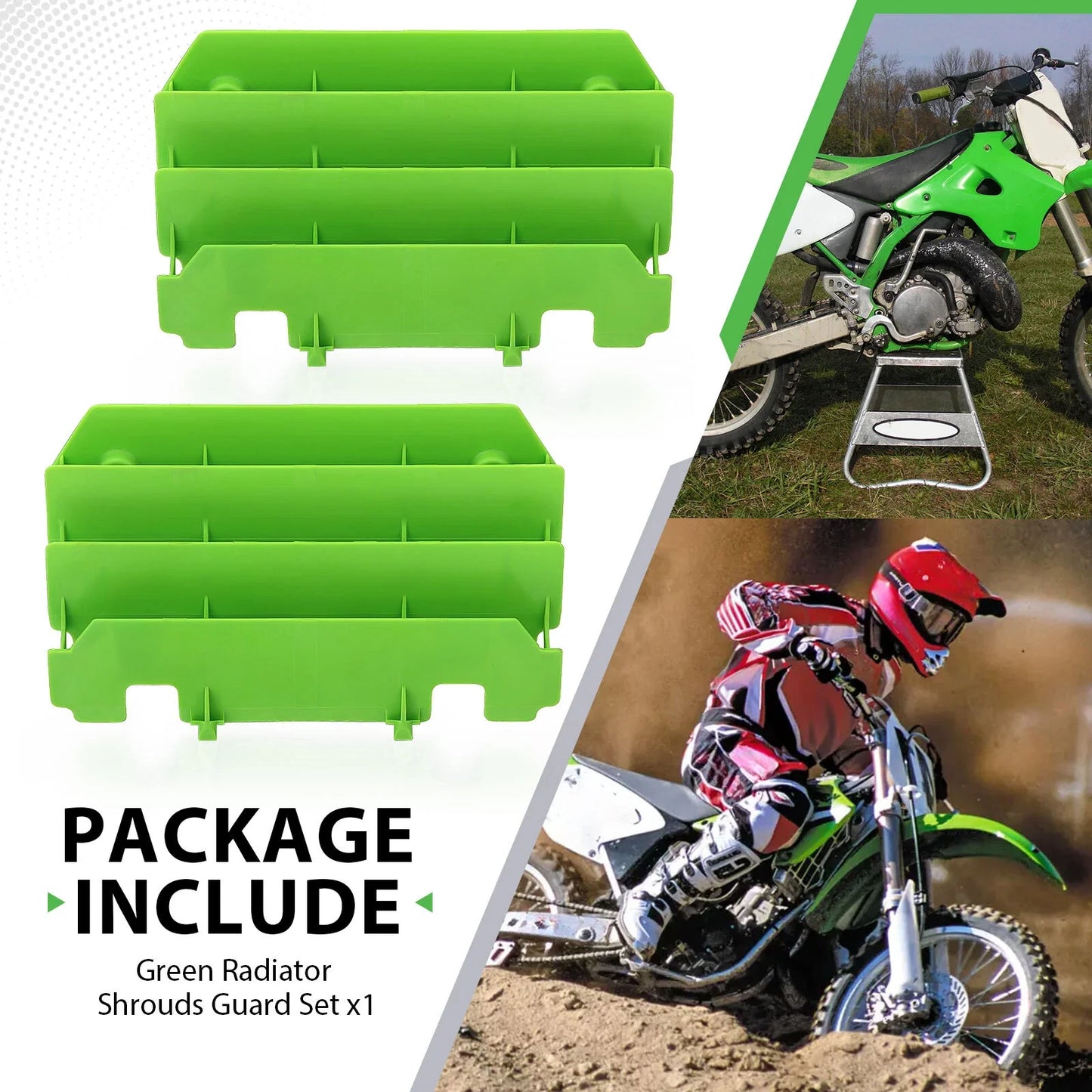 2PCS Radiator Shroud Guard for Kawasaki KX125 KX250 (1990–2023)