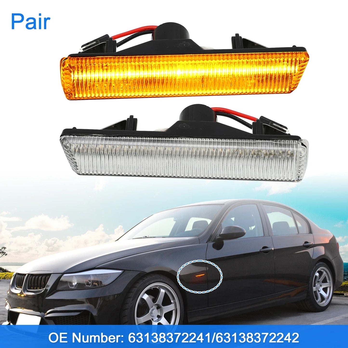 Sequentia Clear LED Side Marker Light for BMW E36