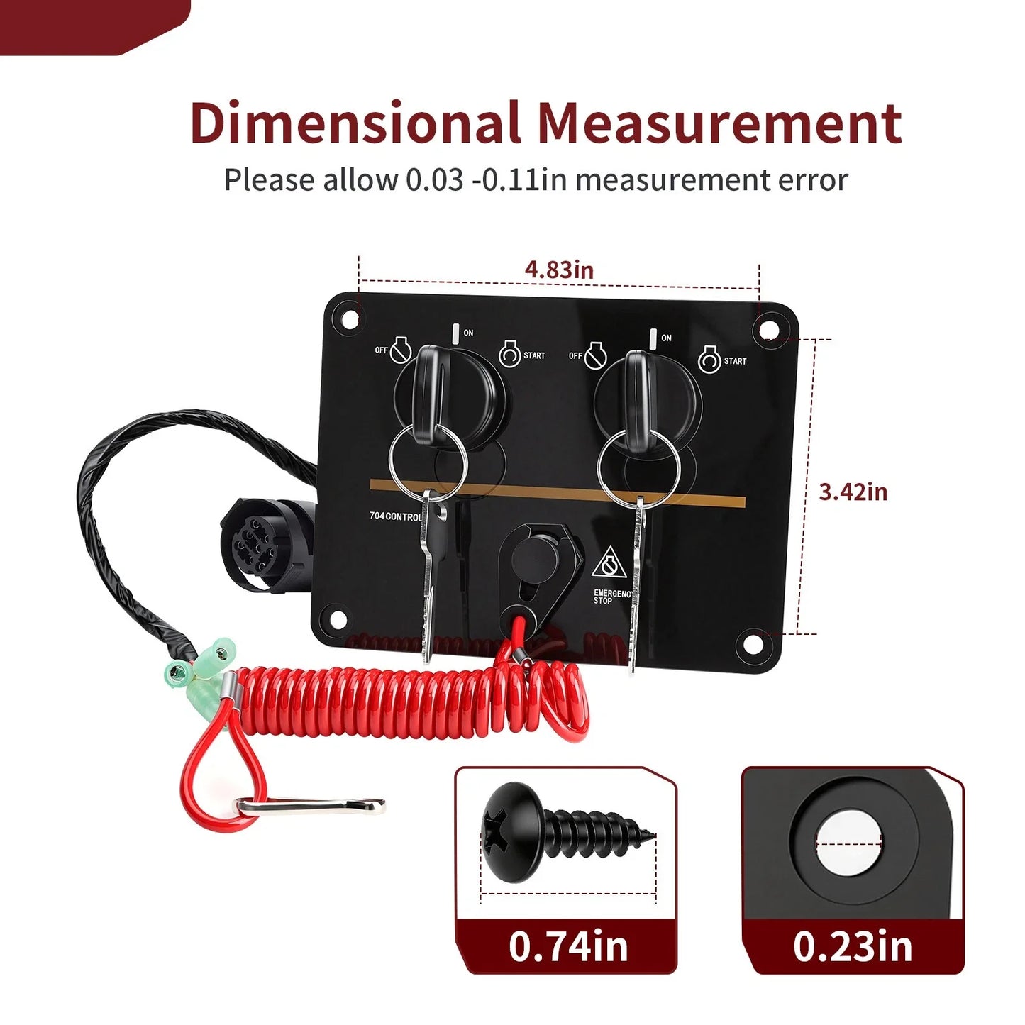 12V Dual Engine Key Switch Panel for Yamaha Outboard