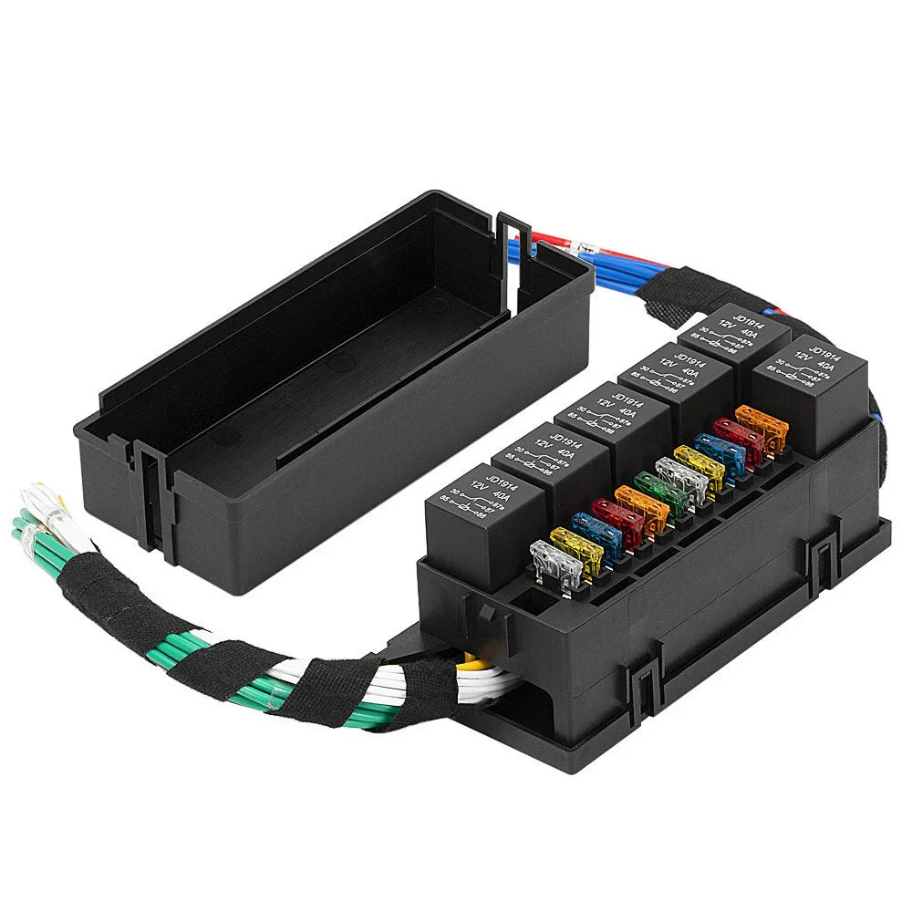 11-Way Relay Fuse Box w/ Pre-Wire for Car - High Temp Resistant (N/A)