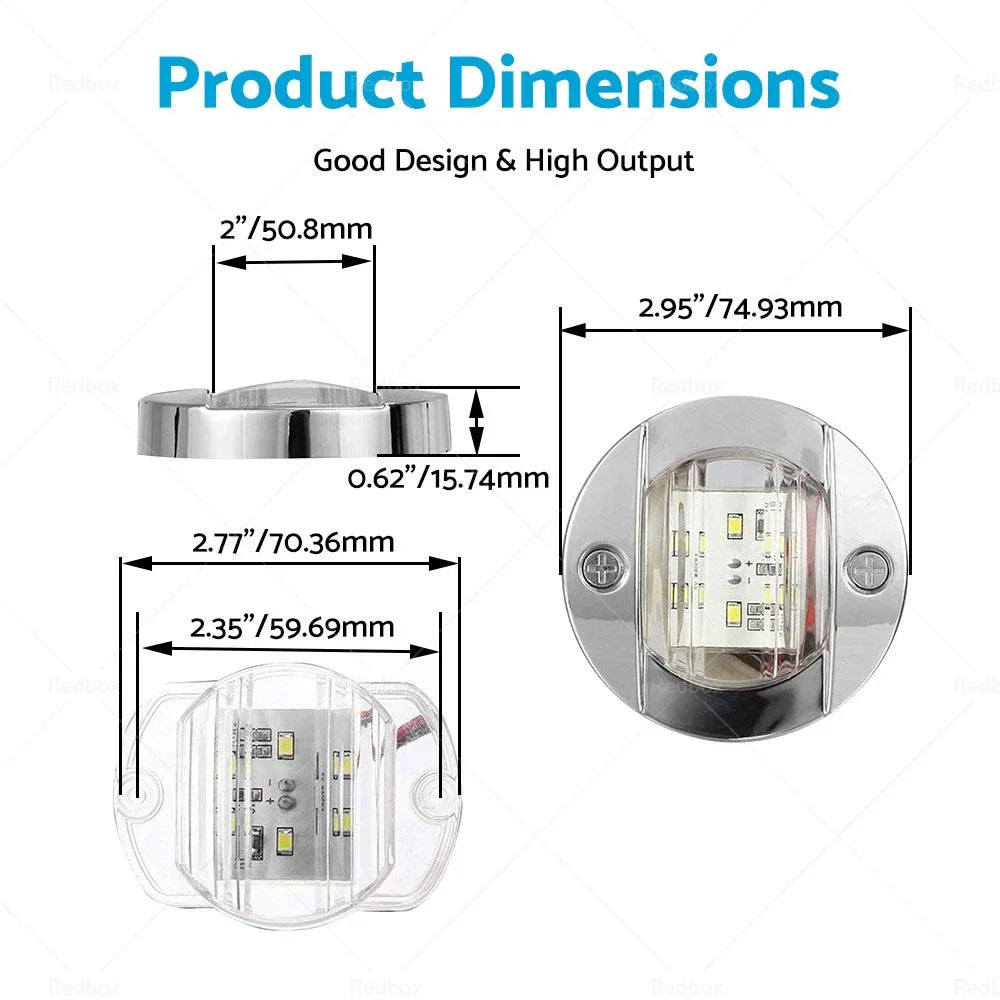 4 x Round LED Marine Boat Courtesy Lights - White (Various Years)