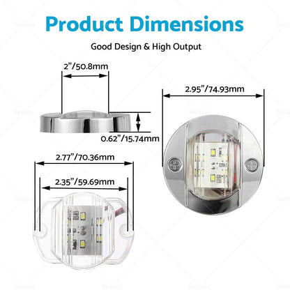 4 x Round LED Marine Boat Courtesy Lights - White (Various Years)