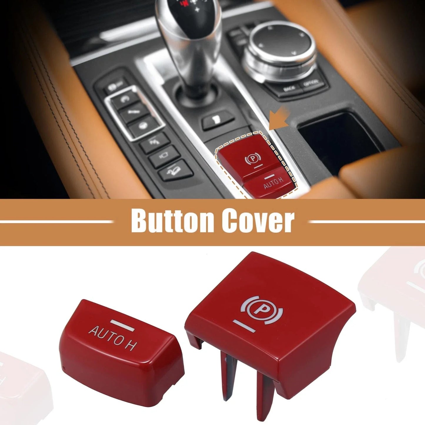 H Button Long Feet P Button Cover for BMW F01 F02 F12 F10 F07 Red