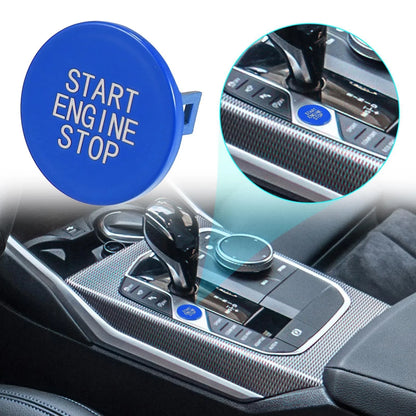 Blue ABS Push Start Stop Button Cover Trim Sticker for BMW