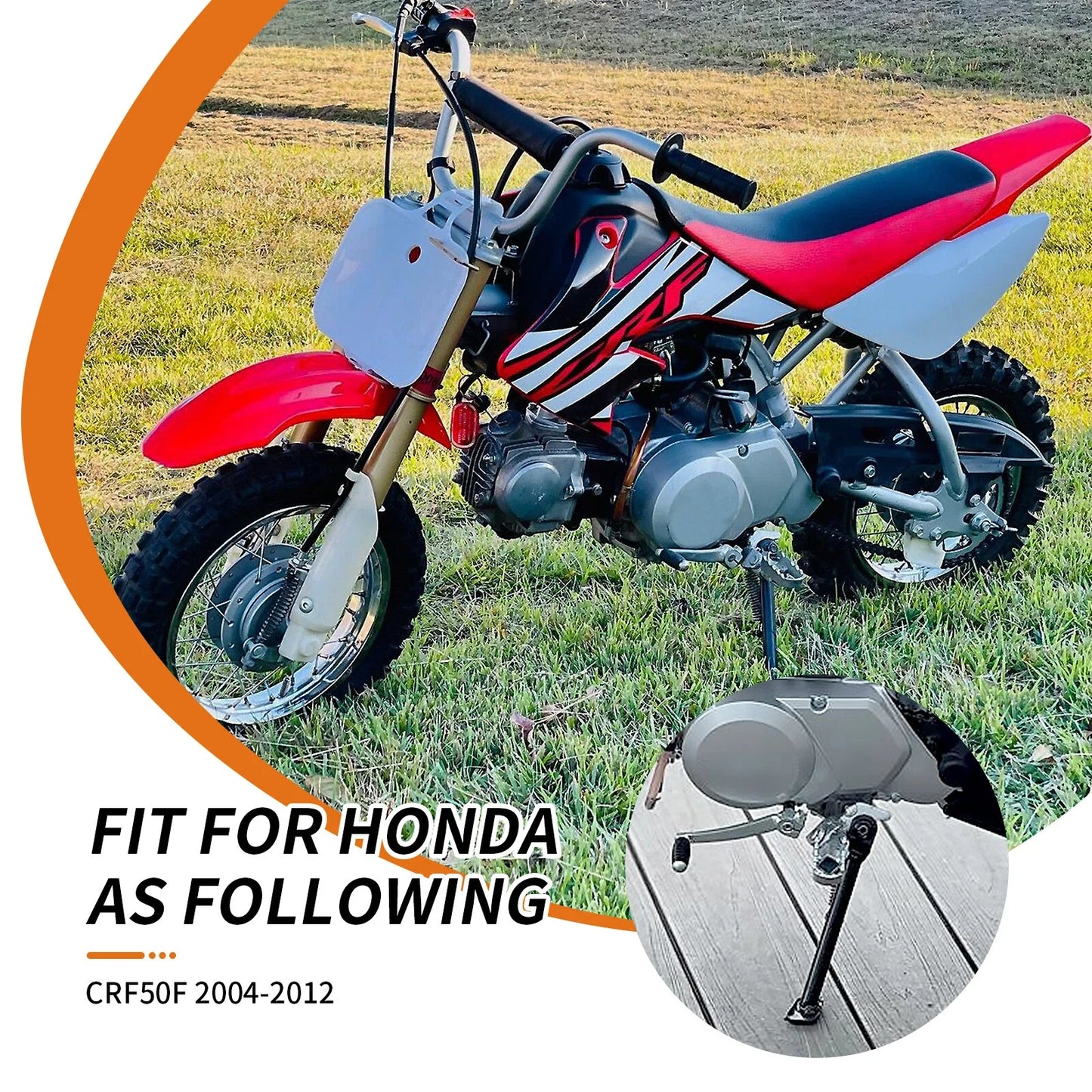 Side Kick Stand Assembly w/ Spring Bolt for Honda CRF50F (2004–2012)