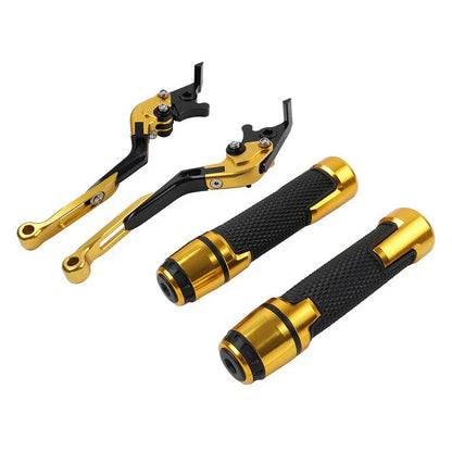Gold Extendable Brake Clutch Levers & Handlebar Grips for Kawasaki ZX1400 (2006-2023)