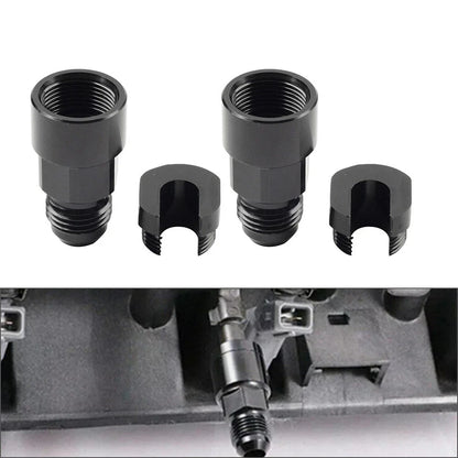 Black 6AN Male to 3/8" Quick Disconnect EFI Fuel Rail Adapter for Car