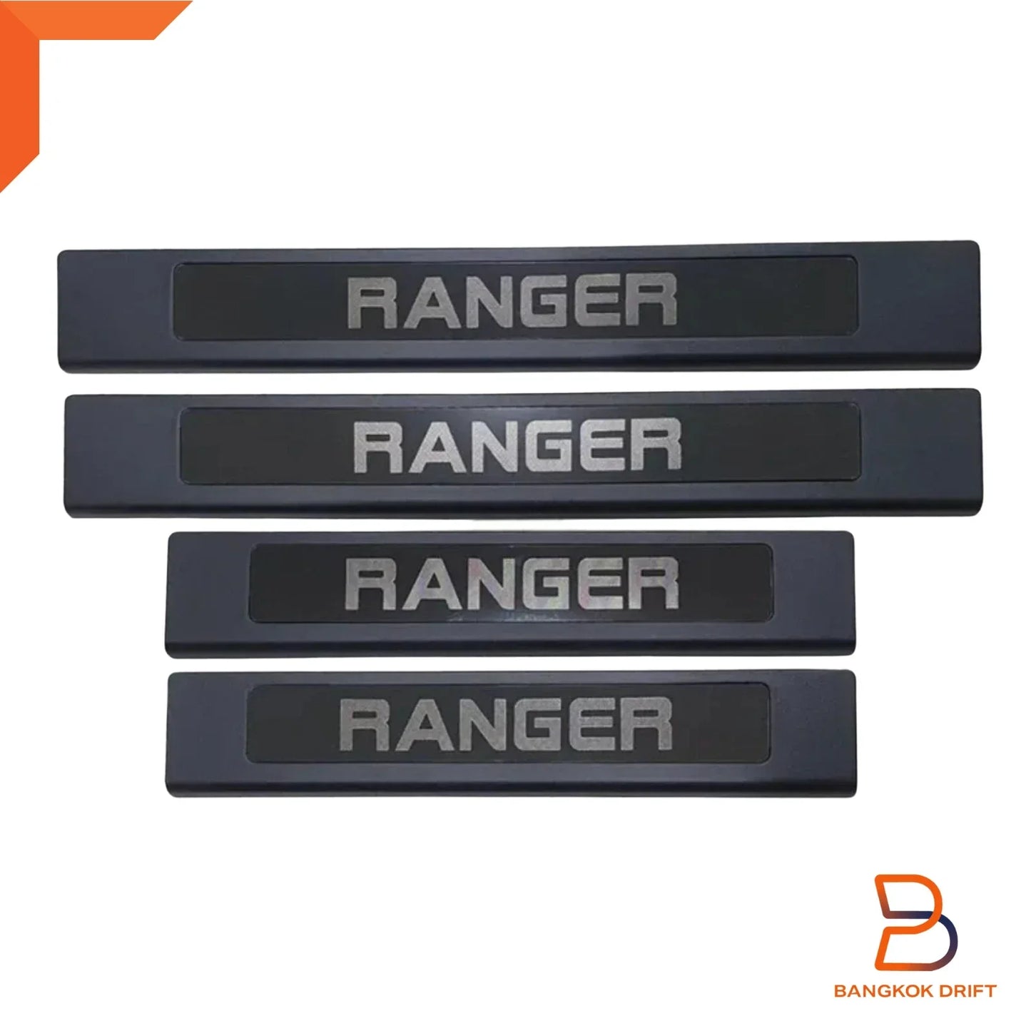 Ranger Door Entry Guard Kick Plate Sill Cover Black Chrome for Dual Cab (12-25)