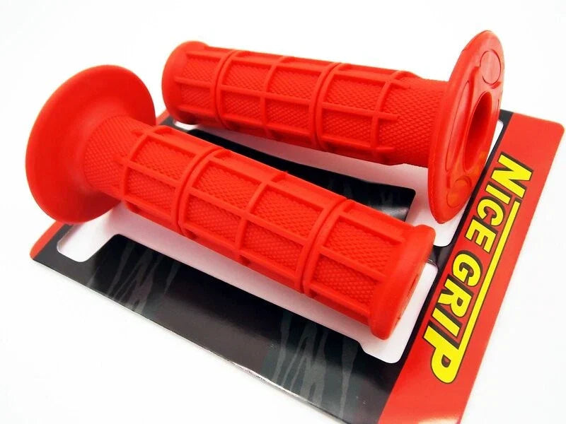 Red Hand Grip Set for Honda MX Enduro Trail - Left & Right Pair
