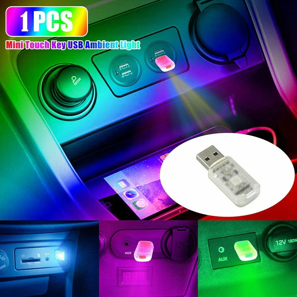 Mini USB LED Car Interior Lights Touch Keys Neon Ambient Lamp Bulb for Vehicles