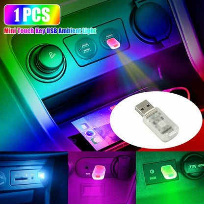 Mini USB LED Car Interior Lights Touch Keys Neon Ambient Lamp Bulb for Vehicles