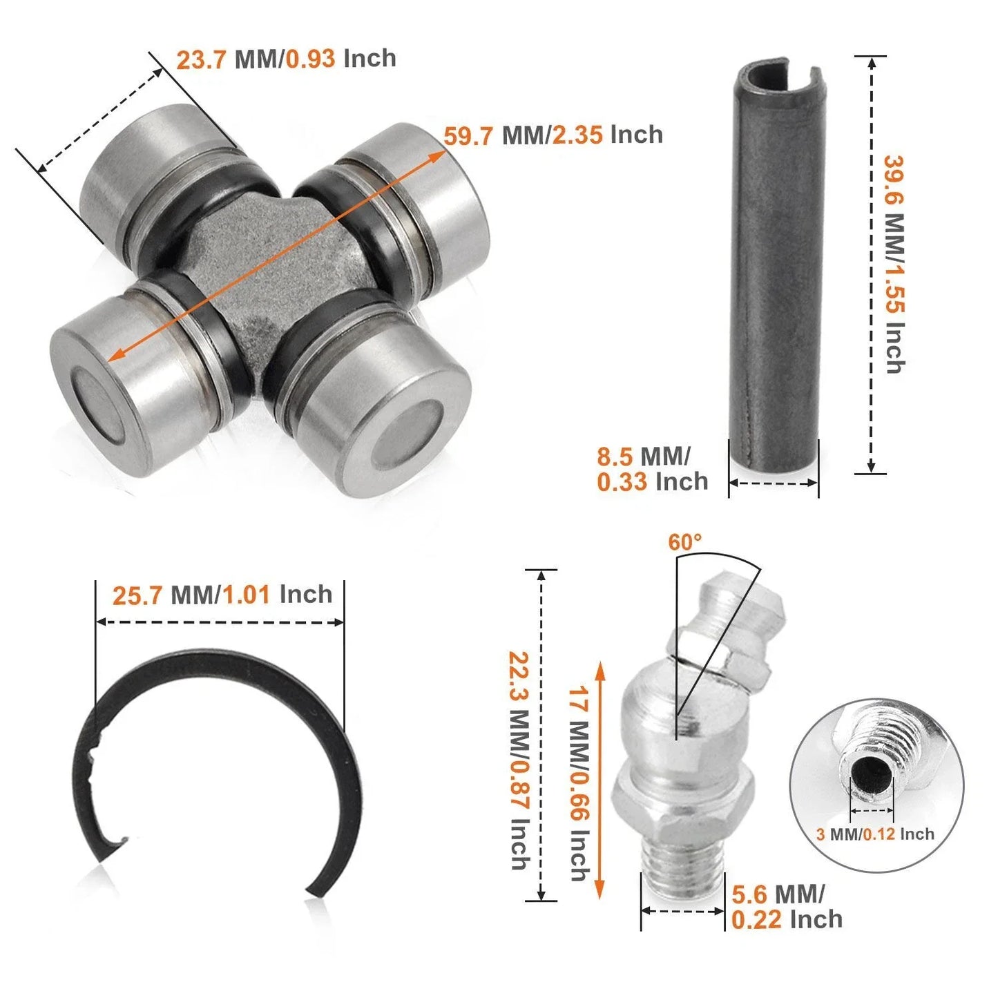 Driveshaft U-Joints Front Rear Kit for Polaris RZR 800 (2009–2014)