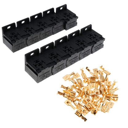 Universal 5-Pin Relay Socket Holder Block with 50 x 6.3mm Terminals