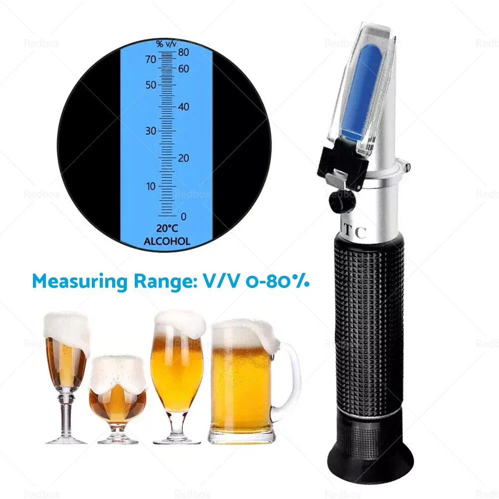 Portable ATC Alcohol Refractometer Liquor Volume Percent Tester (0-80%)