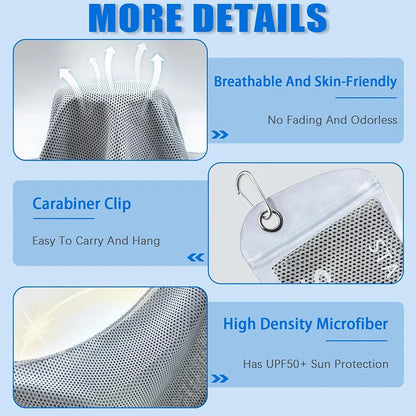 4 x Cooling Towels with Waterproof Bag & Carabiner for Running Yoga Climb