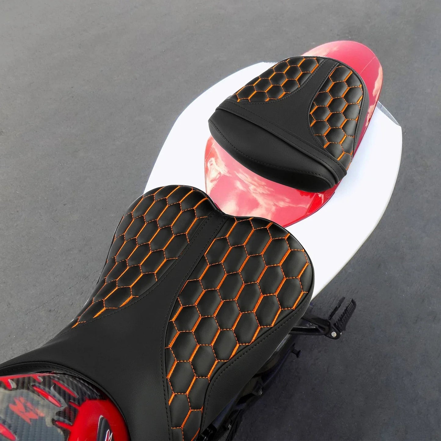 Black Orange Rider & Passenger Seat for Suzuki GSXR600 GSXR750 (2006-2007)