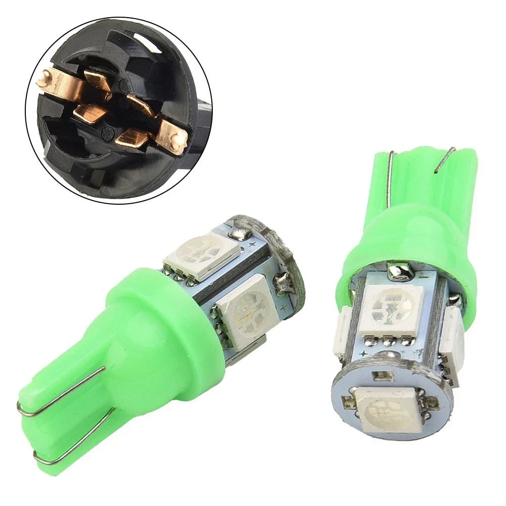 10× Green 194 LED Bulbs Instrument Panel Gauge Cluster Light Socket for Car