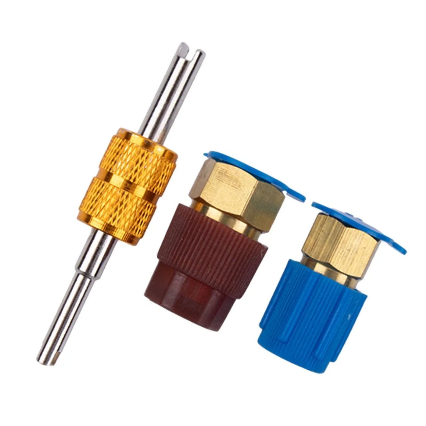 R12 To R134A 2 x Air-Condition Blue/Red Cap Filling Valve Fitting