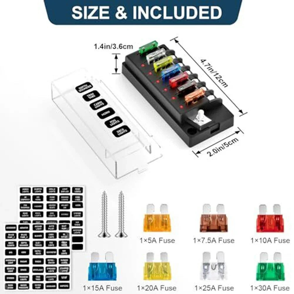 Fuse Block Kit / 12V / LED Indicator for Marine