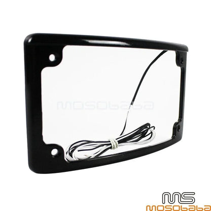 4 x 7 Curved LED Motorcycle License Plate Frame Brake Lights for Harley