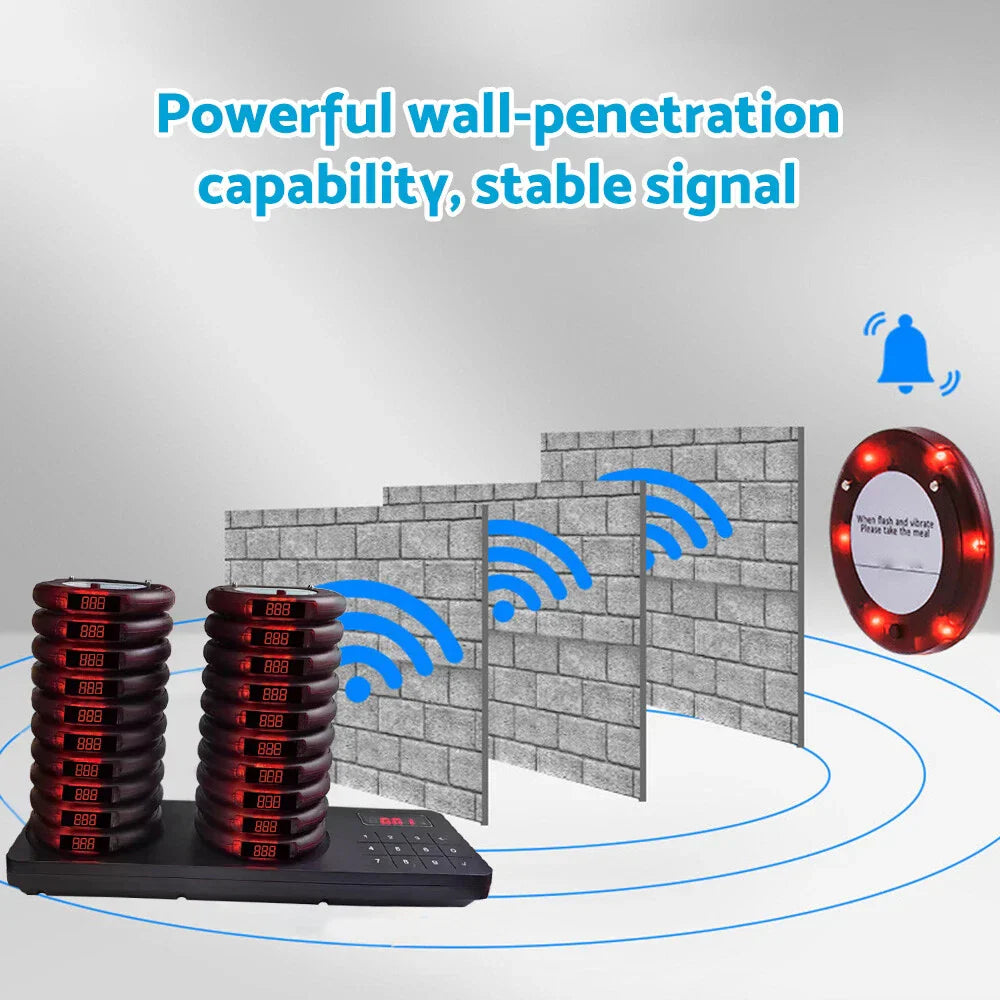 20 x Waterproof Wireless Restaurant Pager System for Food Truck