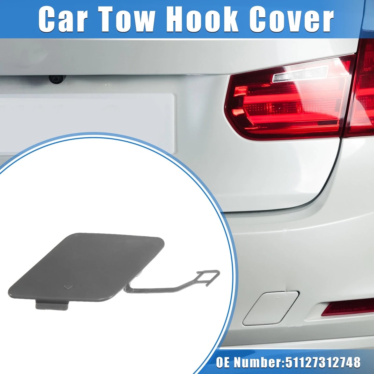 Rear Bumper Tow Hook Eye Hole Cover Cap Gray for BMW 3 F30 (2012-2015)
