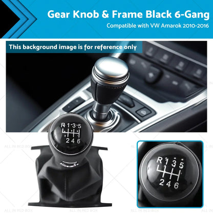 Black 6-Gang Gear Knob & Frame for VW Amarok (2010-2016)