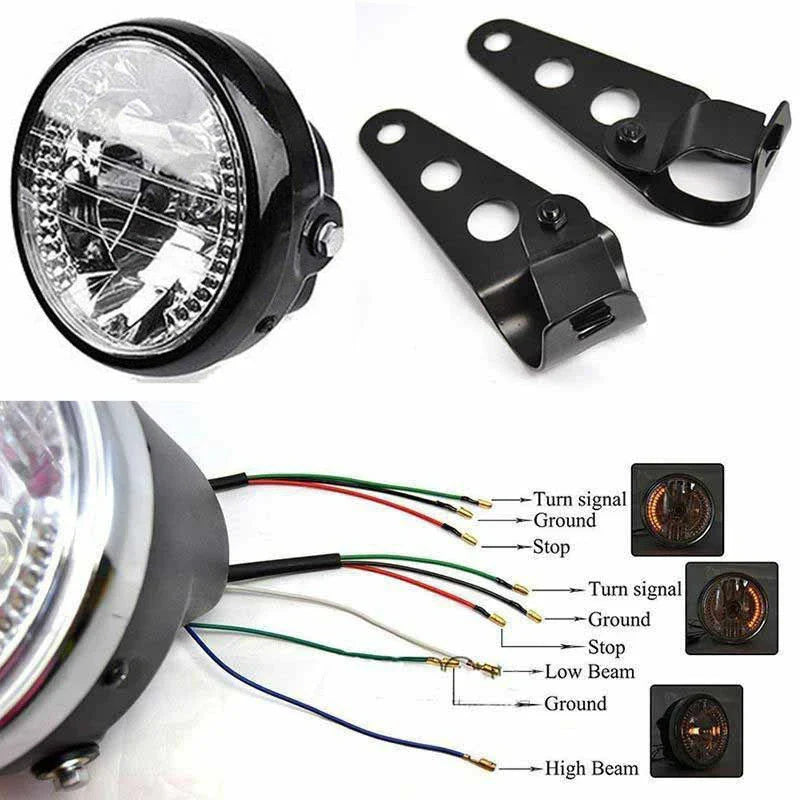 7" 35W Amber Headlight Turn Signal Light Mount Bracket for Harley Honda