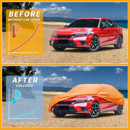 Waterproof All Weather Car Cover for Honda Civic (2016-2023) - Orange 210D-PU