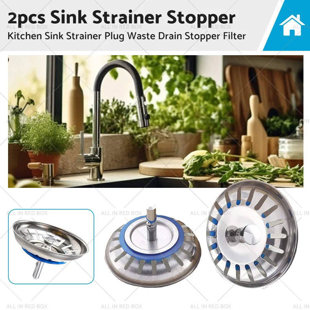 Stainless Steel Kitchen Sink Strainer Plug Waste Drain Stopper