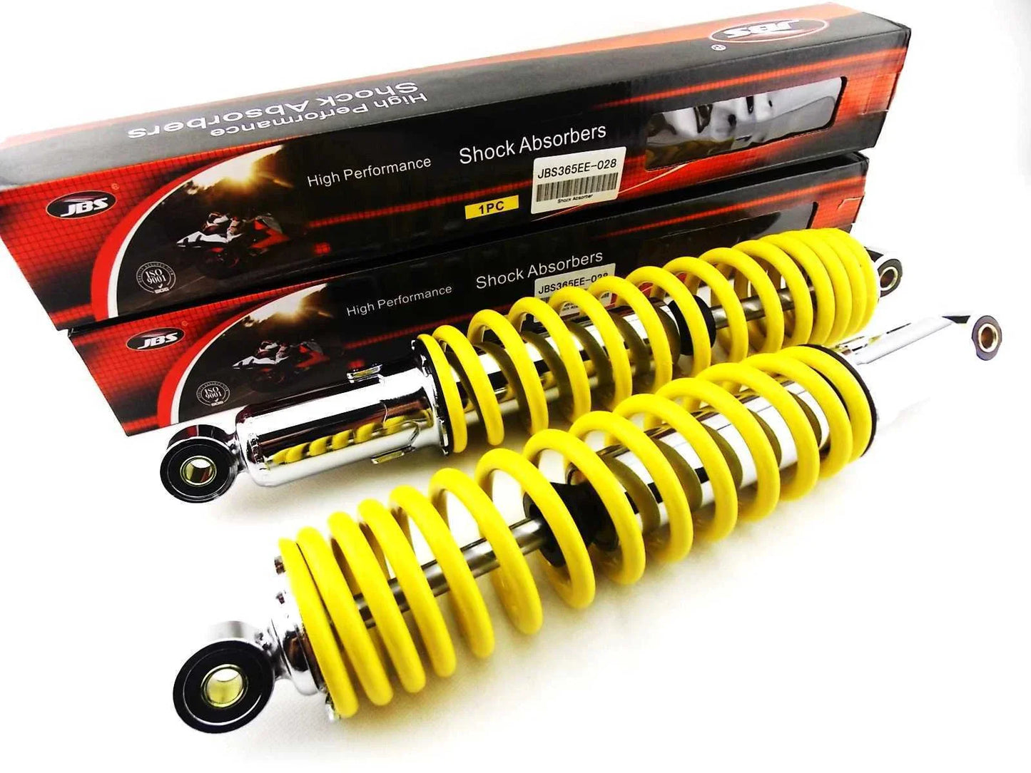 365mm JBS Yellow/Chrome Shock Absorbers for Kawasaki F5 350 Bighorn