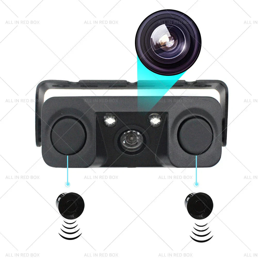 170° 3in1 Reverse Rear View Camera w/ Backup Radar for Universal Car