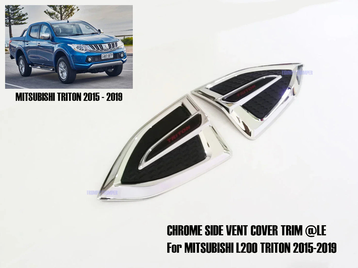 Chrome Side Vent Door Cover Trim for Mitsubishi L200 Triton Pickup (2015-2019)