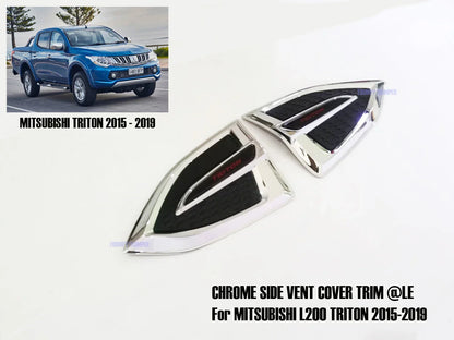 Chrome Side Vent Door Cover Trim for Mitsubishi L200 Triton Pickup (2015-2019)