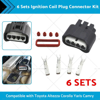 6 x Ignition Coil Plug Connectors for Toyota Yaris (2007-2011)