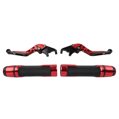 Red Extendable Brake Clutch Levers & Handlebar Grips for Kawasaki Z900RS (2018-2023)