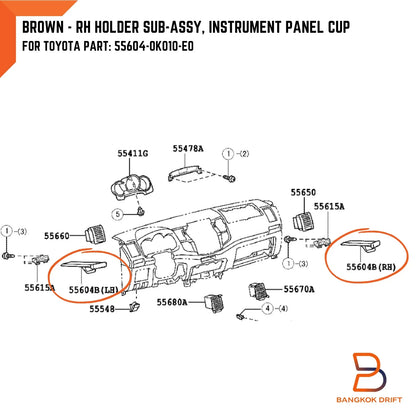 Right Side Dash Cup Holder for Toyota Hilux Ute Vigo MK6 MK7 (2005-2014)