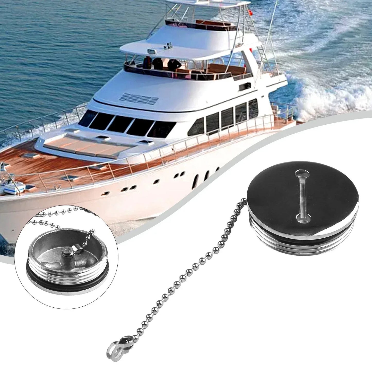 Deck Fill Spare Cap With Chain 2 Inch for Boat Marine Yacht