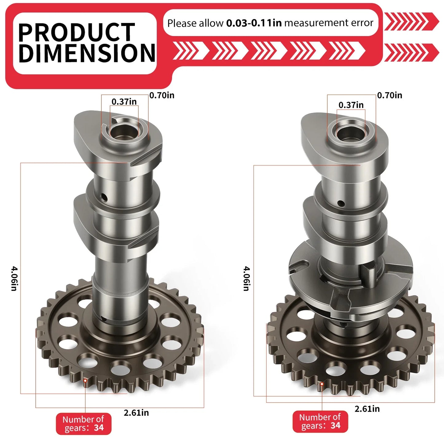 Intake & Exhaust Camshaft w/ Timing Chain for Suzuki Quadsport Z400 (2003–2006)
