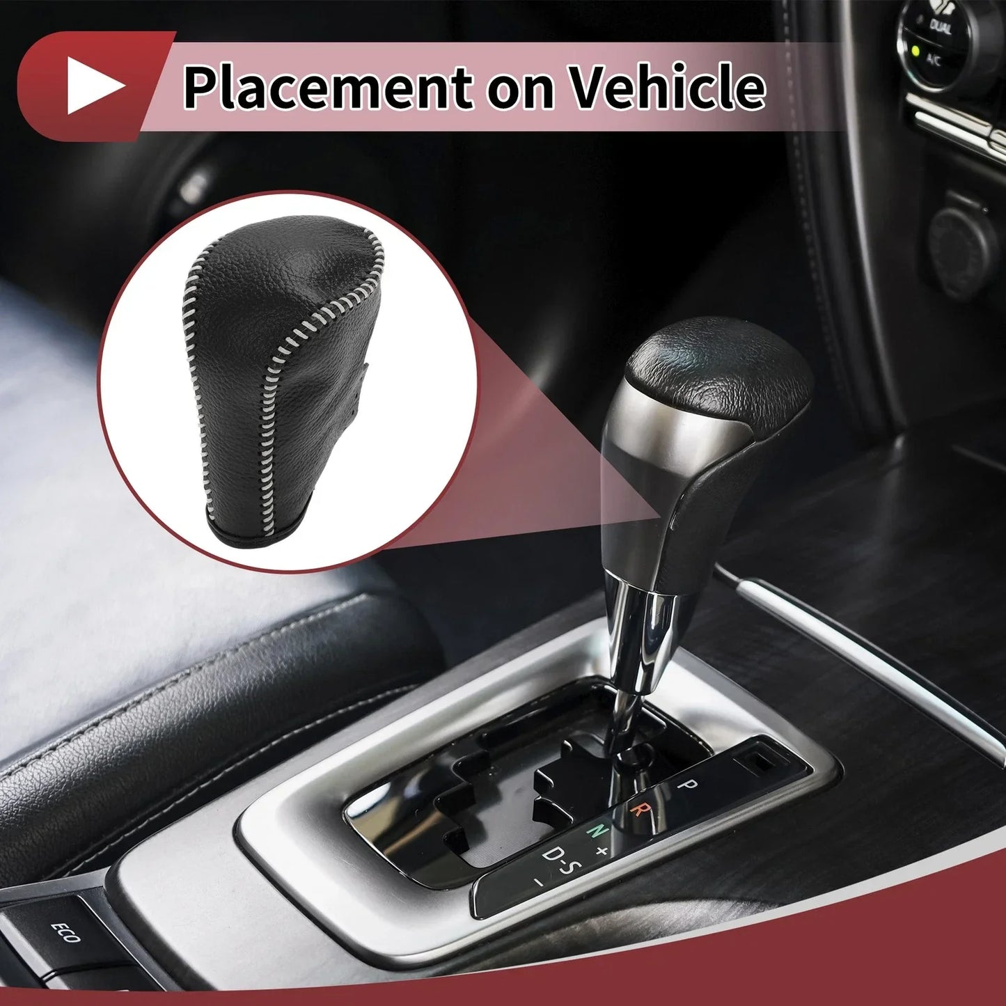 Gear Shift Knob Cover for Honda Accord 2008-2012 Pebbled Black Beige