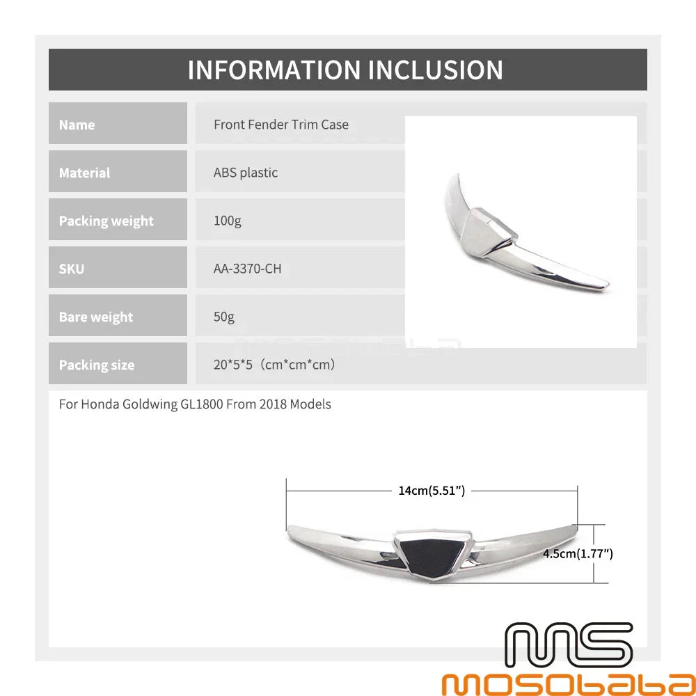 Chrome Front Rear Fender Tip Trim Cover for Honda Goldwing GL1800 (2001-2023)