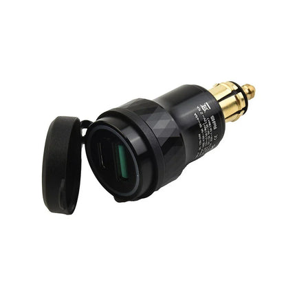 Adapter Charger USB Aluminum Alloy Black DIN Socket Model