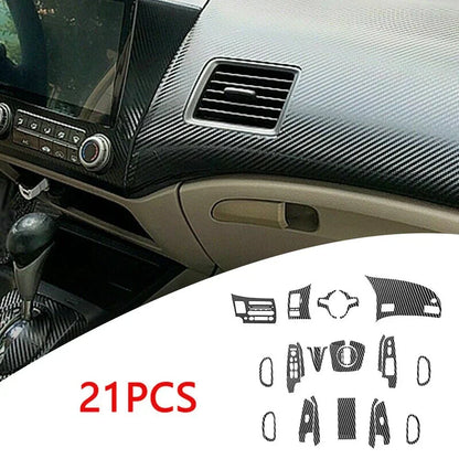 3D Carbon Fiber Pattern Car Interior Decals Trim for Civic (2006–2011)