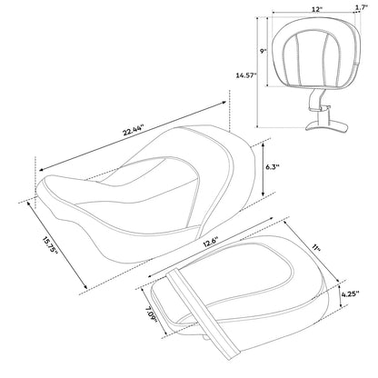 Driver & Passenger Seats & Rider Backrest for Harley CVO Street Glide (2009-2023)